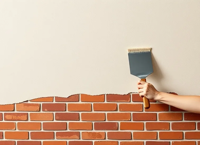 Application d'un enduit décoratif à la lisseuse sur un mur